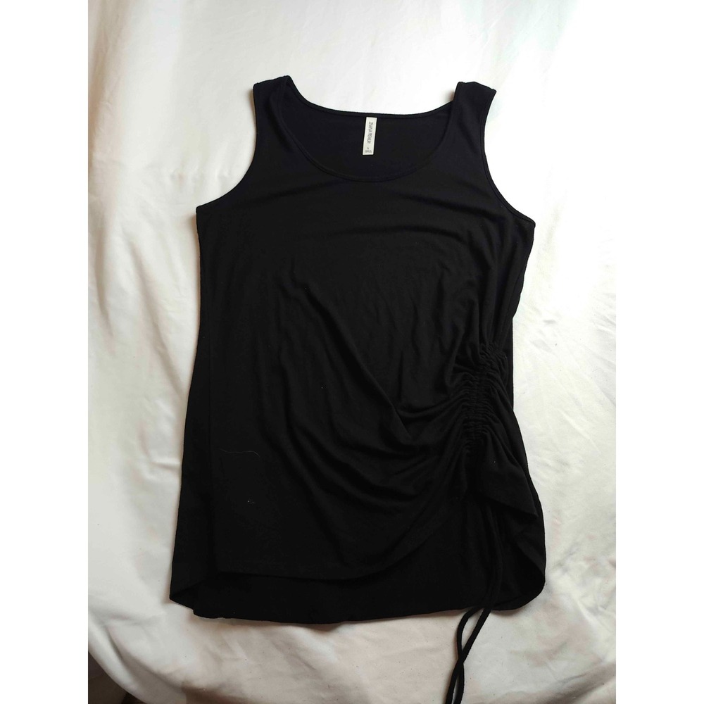 Zenana Premium Side Ruched Tank Top Womens Large Black Knit Athleisure Outdoor